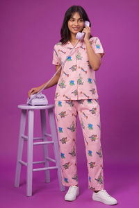 Zivame Toy Story Buttersoft Knit Poly Pyjama Set - Crystal Rose — thumbnail 1
